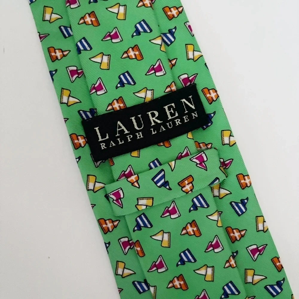 Lauren Ralph Lauren Green Burgee Nautical Flags Silk Tie Men's Nautical Summer